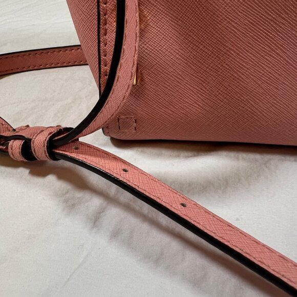 Michael Kors Pink Selma Studded Crossbody Bag Gold Accents Small - Picture 9 of 10